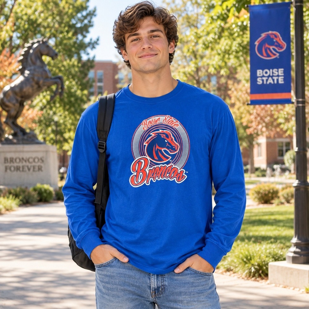 VTG Y2K Boise State Broncos Long Sleeve Fruit of the Loom T-Shirt Mens 2XL 90s